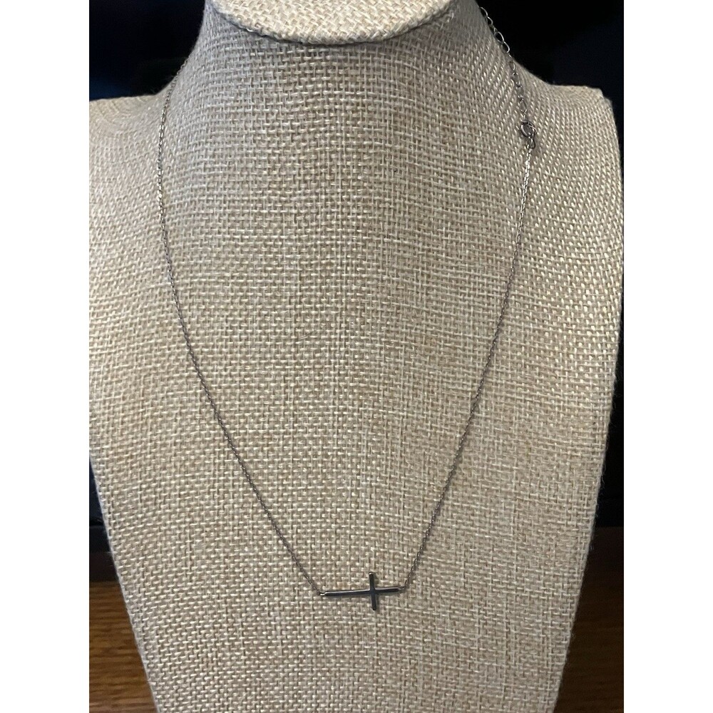 Sterling Silver Cross Necklace vintage 16 -18 Christian Religious Minimalist
